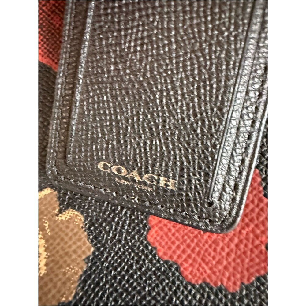 Coach Black Floral Tote with Red and Tan Bloom Print - Picture 3 of 15